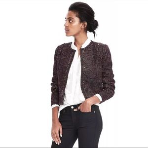 Multi color tweed jacket blazer fringe